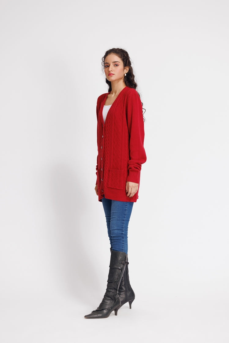 Picture of Ellena - V-Neck Cardigan Sweater - Available at Raja Sahib