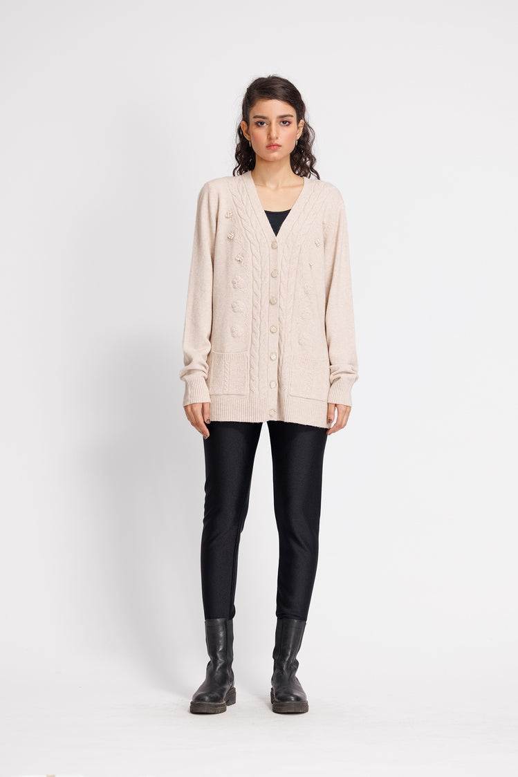 Picture of Ellena - V-Neck Cardigan Sweater - Available at Raja Sahib