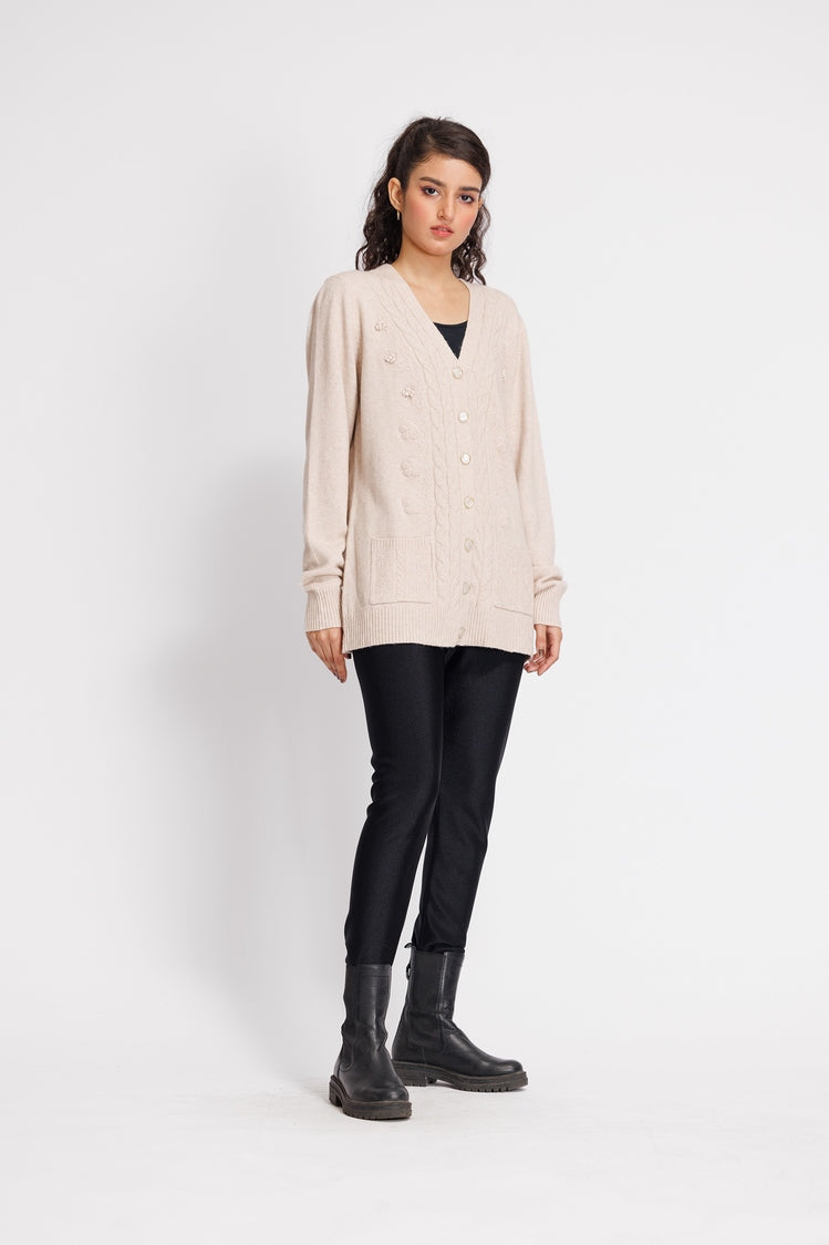 Picture of Ellena - V-Neck Cardigan Sweater - Available at Raja Sahib
