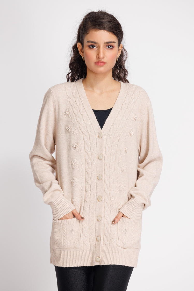 Picture of Ellena - V-Neck Cardigan Sweater - Available at Raja Sahib