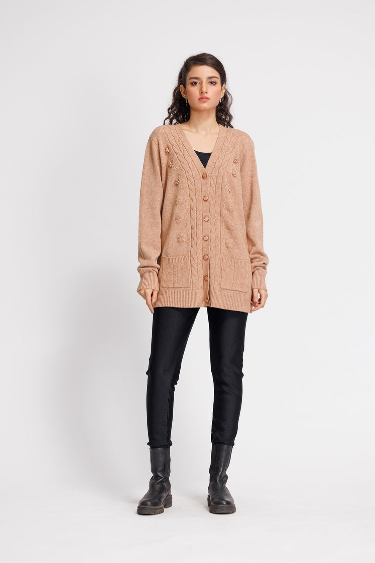 Picture of Ellena - V-Neck Cardigan Sweater - Available at Raja Sahib