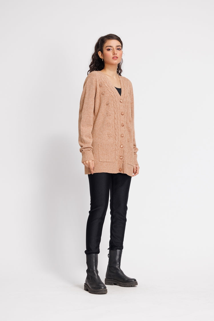 Picture of Ellena - V-Neck Cardigan Sweater - Available at Raja Sahib