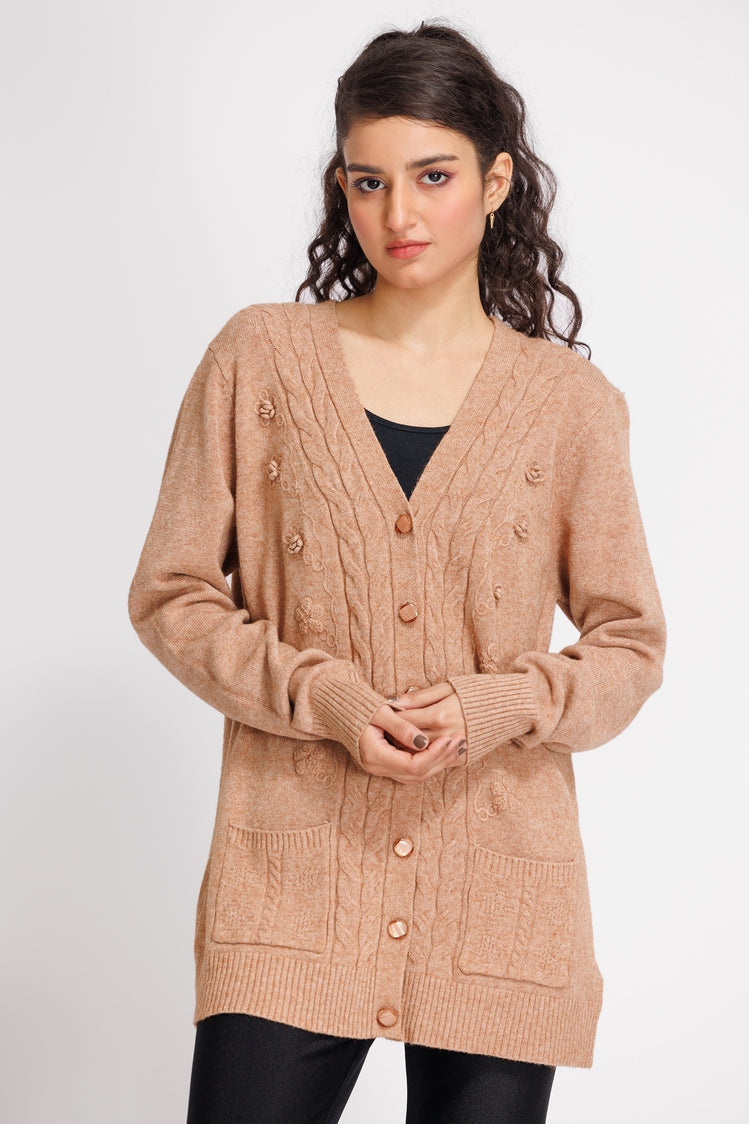 Picture of Ellena - V-Neck Cardigan Sweater - Available at Raja Sahib