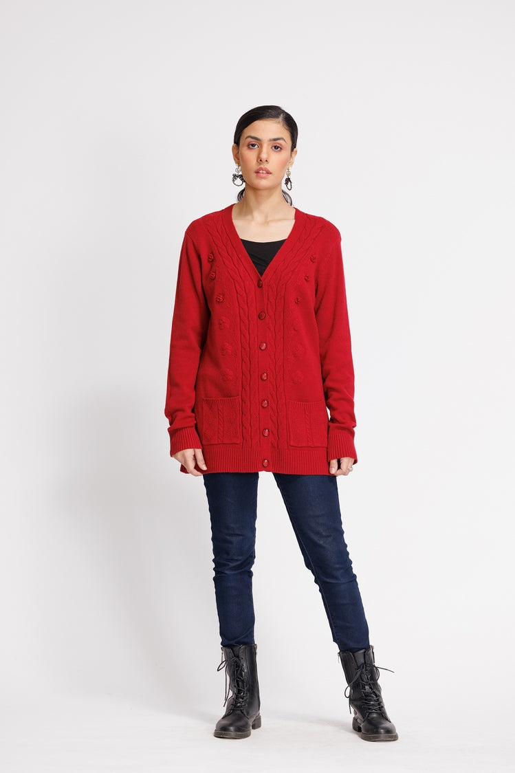 Picture of Ellena - V-Neck Cardigan Sweater - Available at Raja Sahib