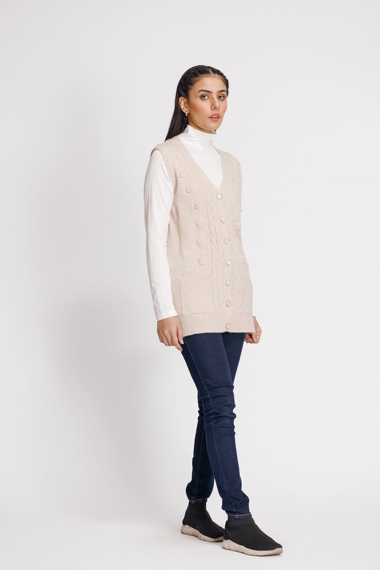 Picture of Ellena - V-Neck Cardigan Sweater - Available at Raja Sahib