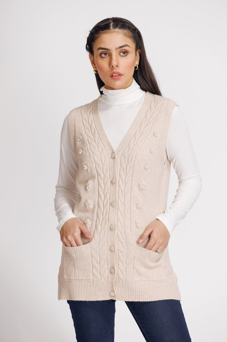Picture of Ellena - V-Neck Cardigan Sweater - Available at Raja Sahib