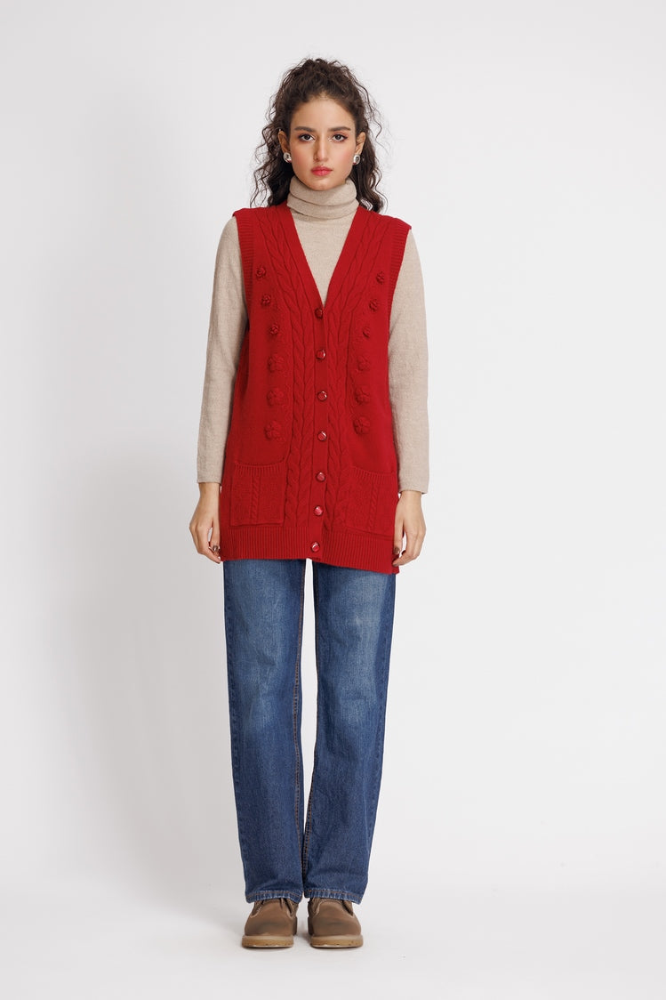 Picture of Ellena - V-Neck Cardigan Sweater - Available at Raja Sahib