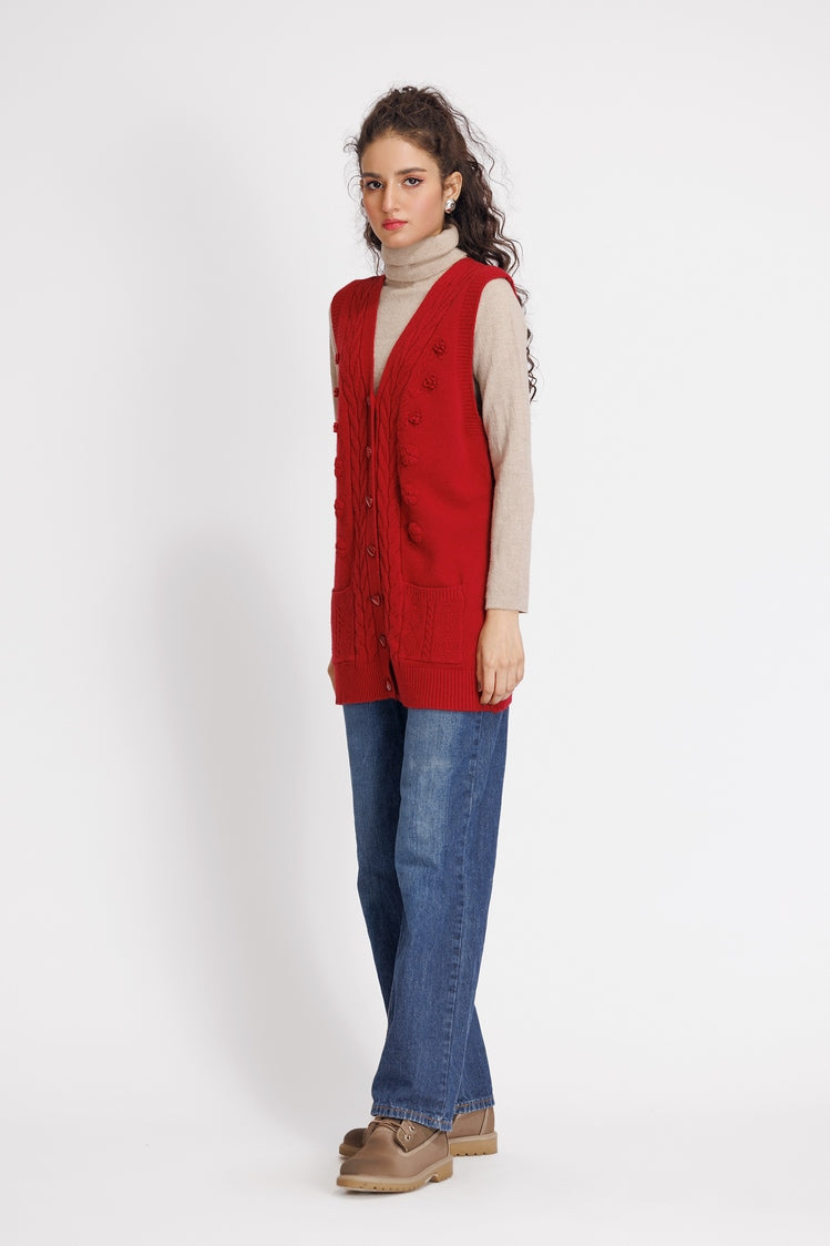 Picture of Ellena - V-Neck Cardigan Sweater - Available at Raja Sahib