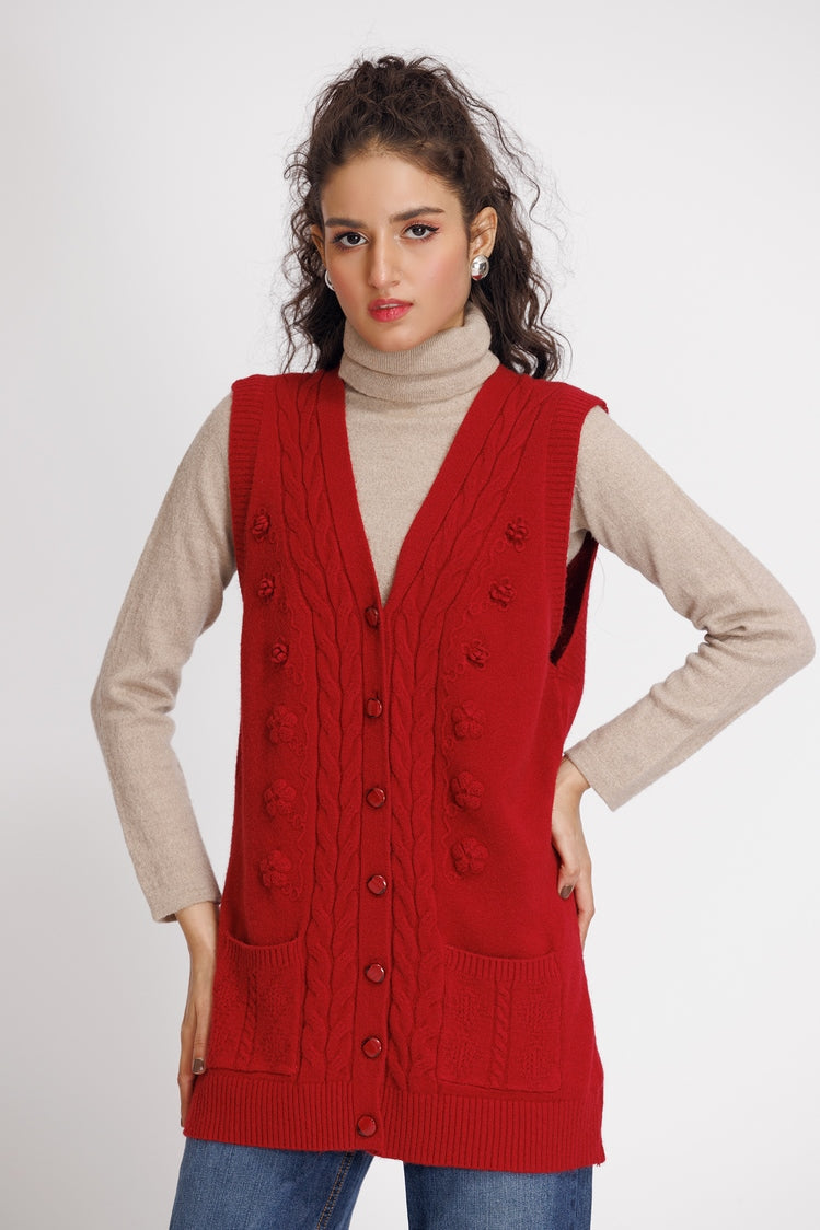 Picture of Ellena - V-Neck Cardigan Sweater - Available at Raja Sahib