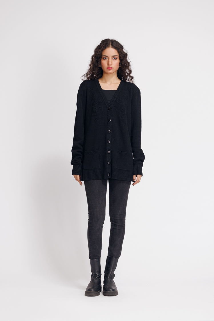 Picture of Ellena - V-Neck Cardigan Sweater - Available at Raja Sahib