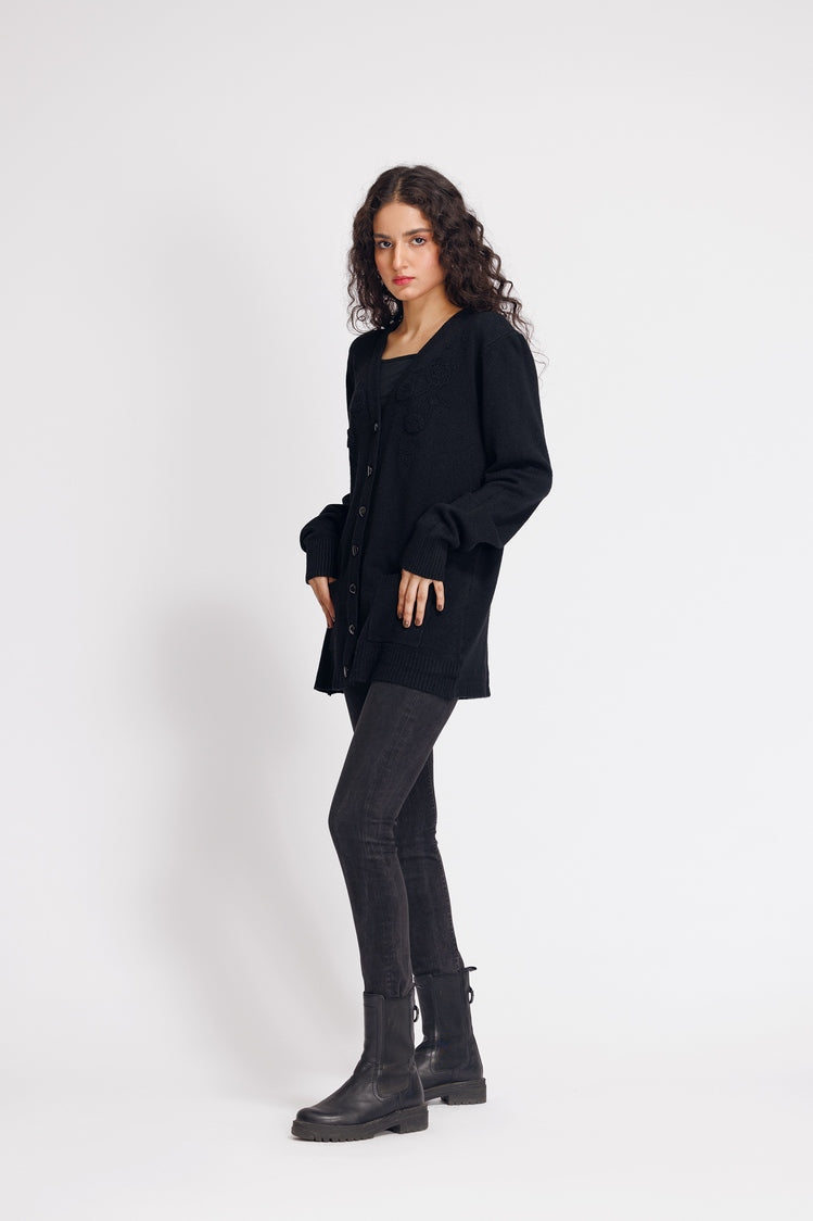 Picture of Ellena - V-Neck Cardigan Sweater - Available at Raja Sahib