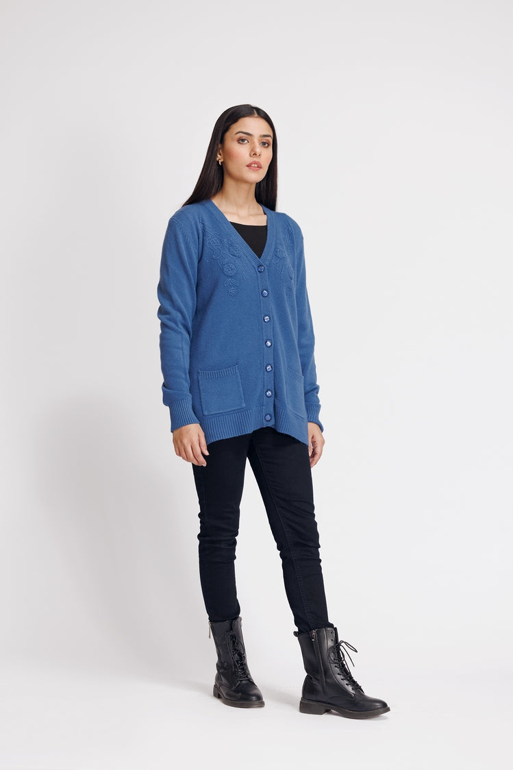Picture of Ellena - V-Neck Cardigan Sweater - Available at Raja Sahib