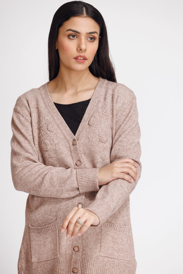 Picture of Ellena - V-Neck Cardigan Sweater - Available at Raja Sahib