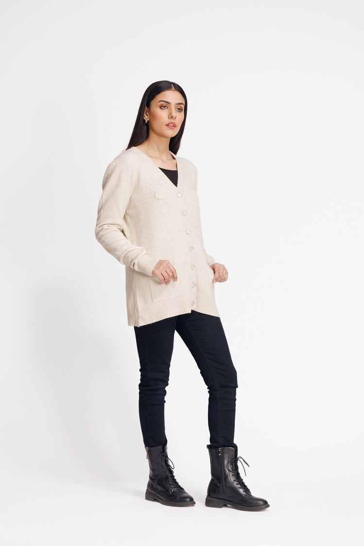 Picture of Ellena - V-Neck Cardigan Sweater - Available at Raja Sahib
