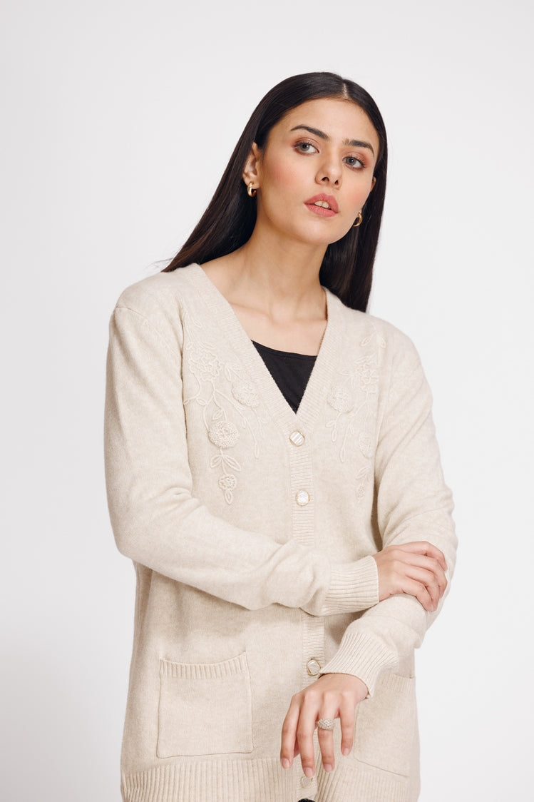 Picture of Ellena - V-Neck Cardigan Sweater - Available at Raja Sahib