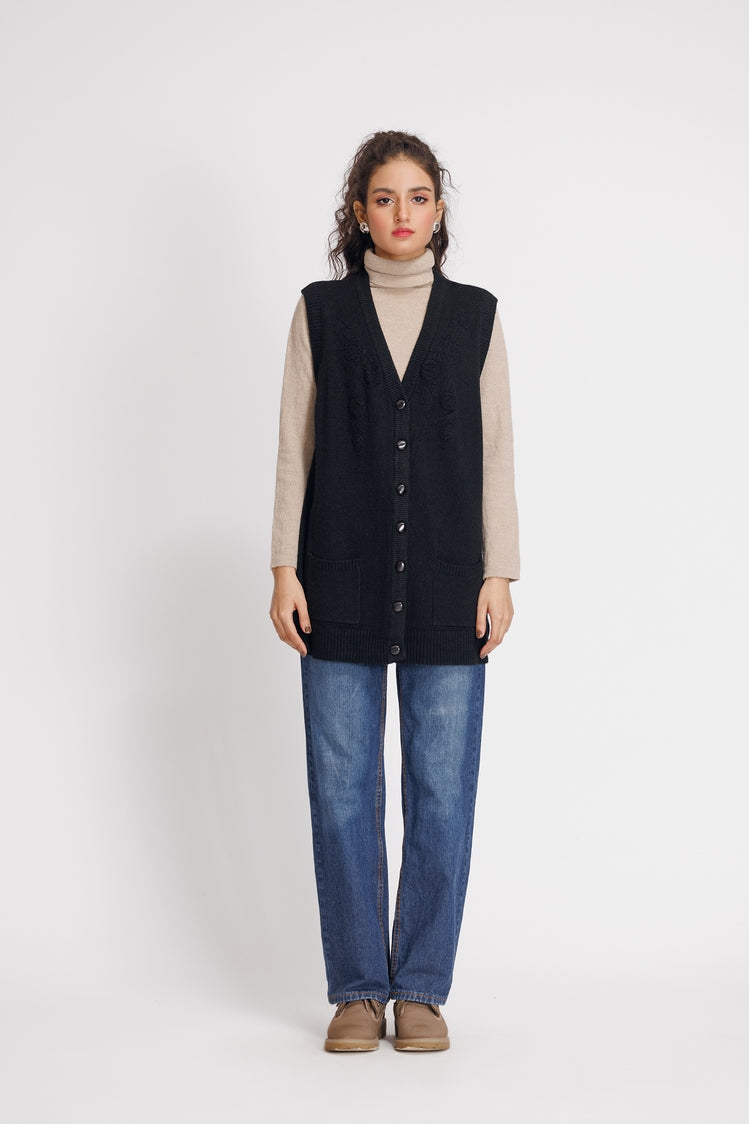 Picture of Ellena - V-Neck Cardigan Sweater - Available at Raja Sahib