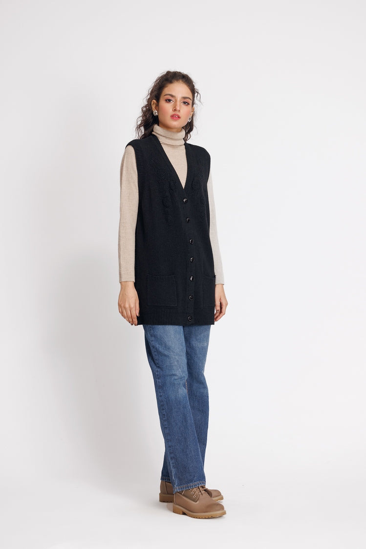Picture of Ellena - V-Neck Cardigan Sweater - Available at Raja Sahib