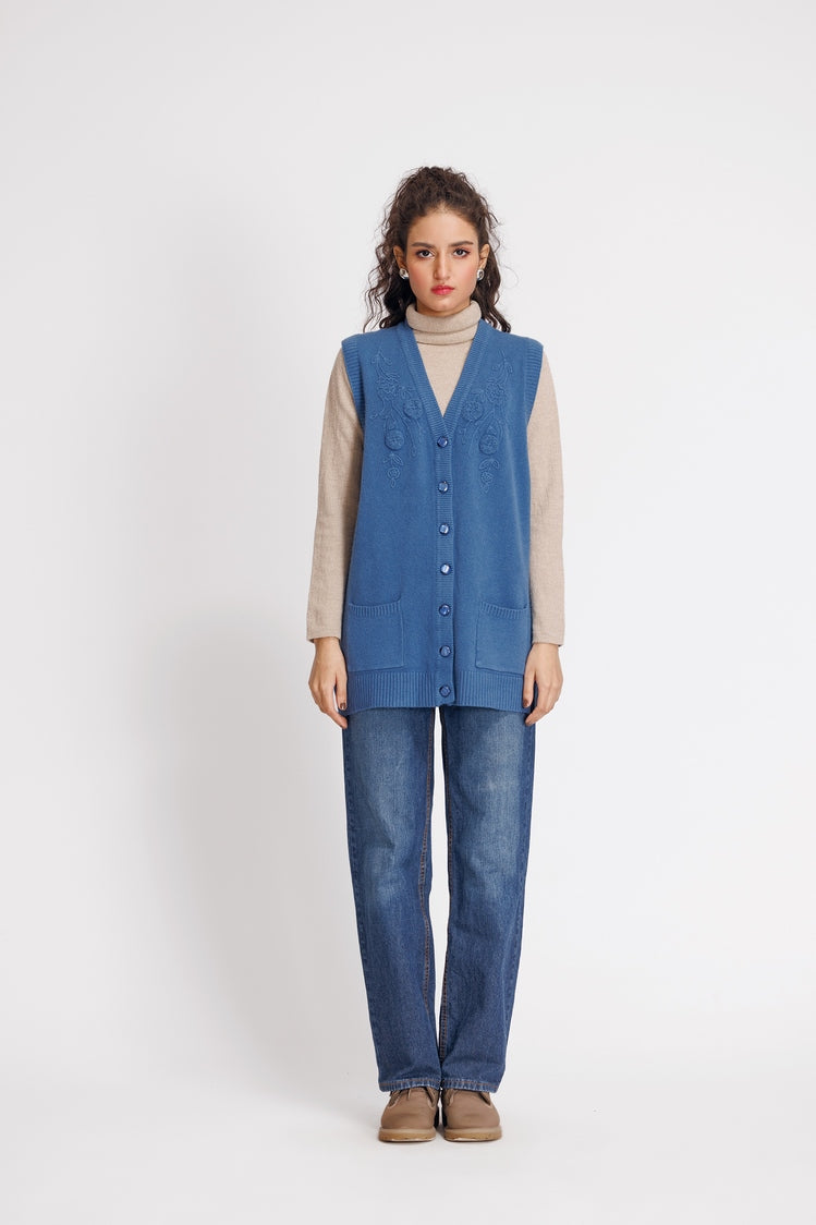 Picture of Ellena - V-Neck Cardigan Sweater - Available at Raja Sahib