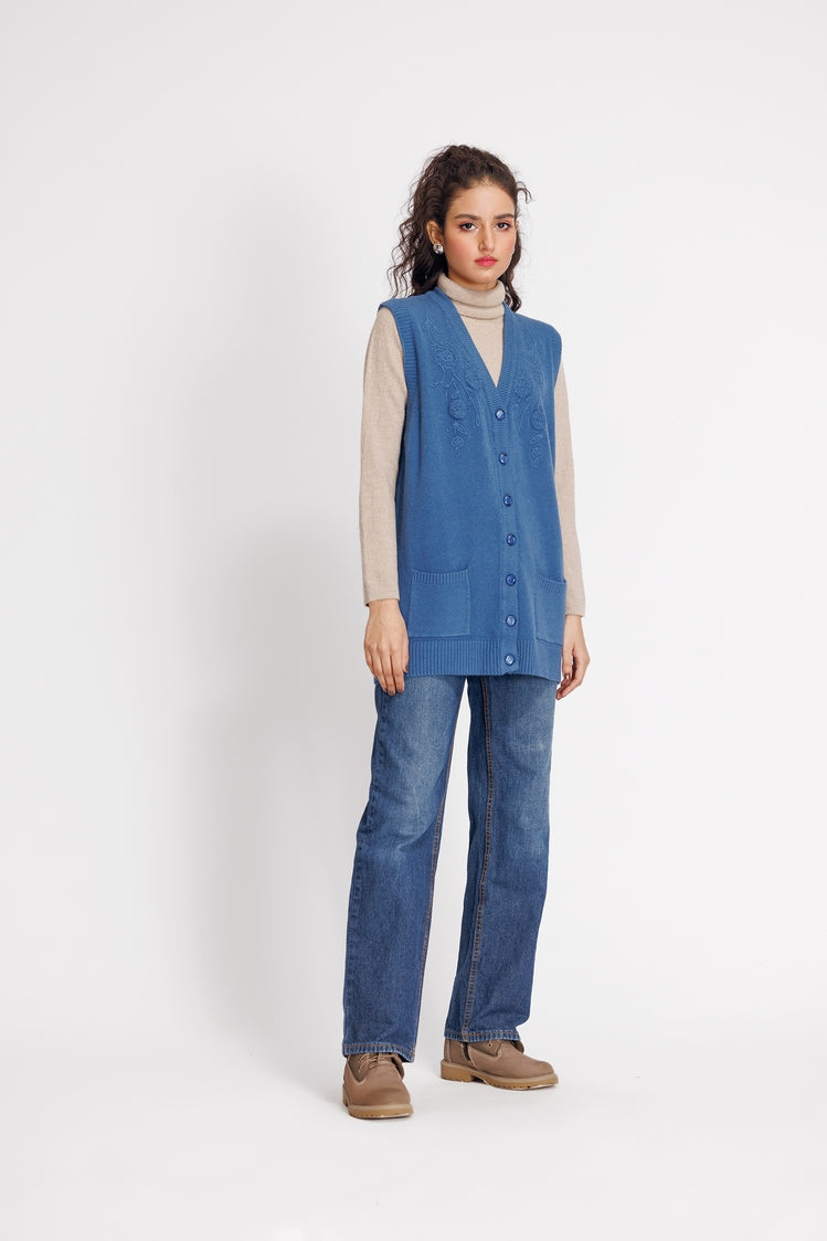 Picture of Ellena - V-Neck Cardigan Sweater - Available at Raja Sahib