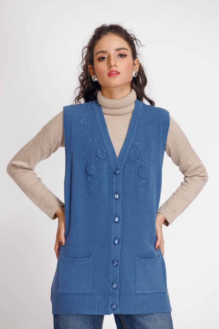 Picture of Ellena - V-Neck Cardigan Sweater - Available at Raja Sahib