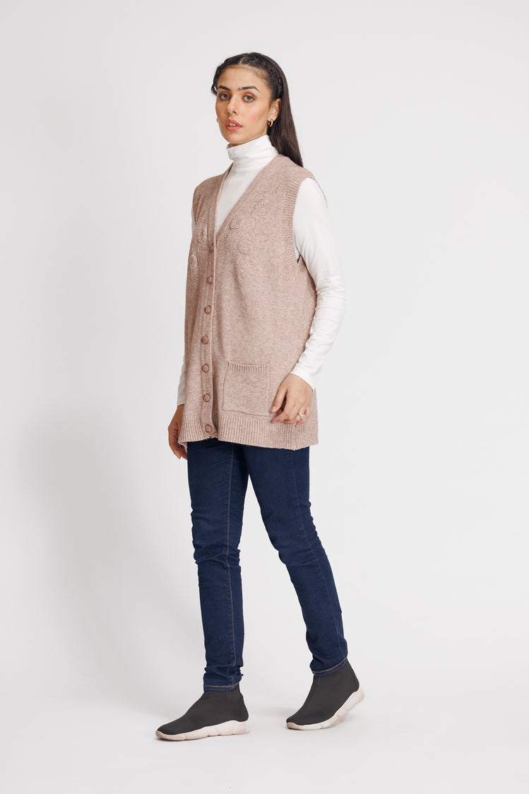Picture of Ellena - V-Neck Cardigan Sweater - Available at Raja Sahib