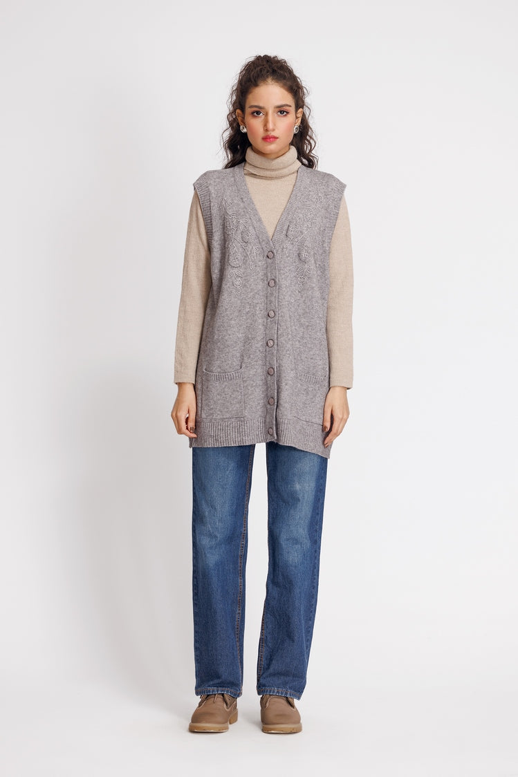 Picture of Ellena - V-Neck Cardigan Sweater - Available at Raja Sahib