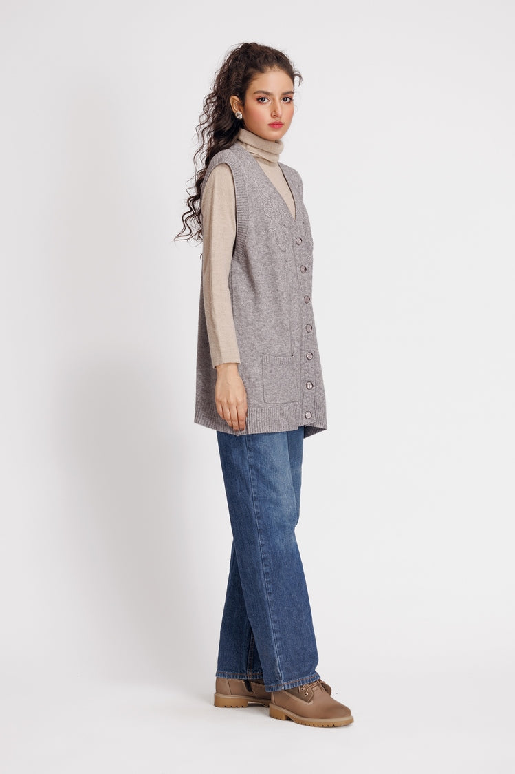 Picture of Ellena - V-Neck Cardigan Sweater - Available at Raja Sahib