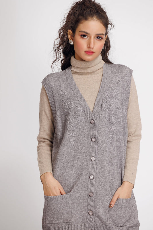 Picture of Ellena - V-Neck Cardigan Sweater - Available at Raja Sahib