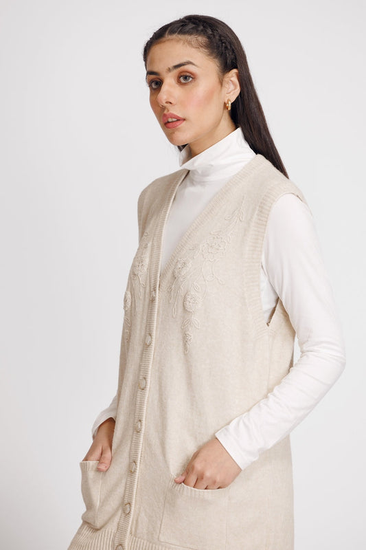 Picture of Ellena - V-Neck Cardigan Sweater - Available at Raja Sahib