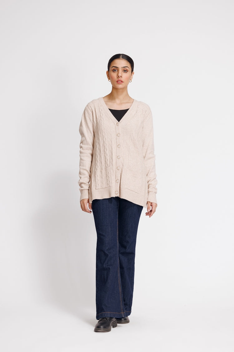 Picture of Ellena - V-Neck Cardigan Sweater - Available at Raja Sahib