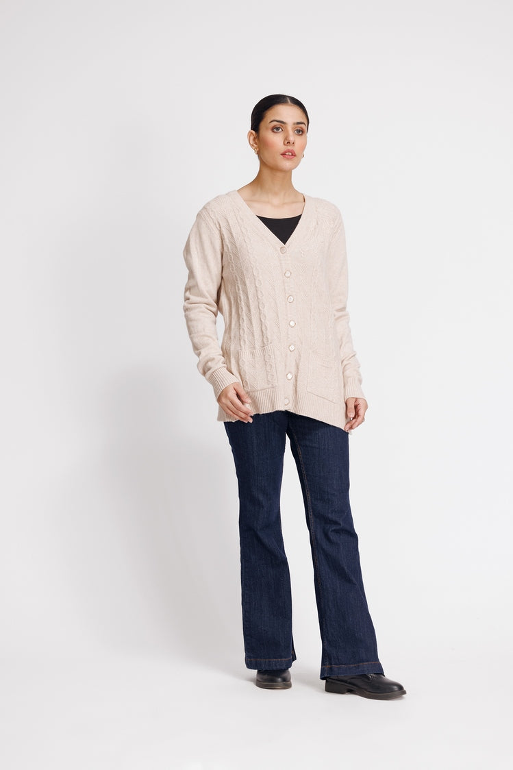 Picture of Ellena - V-Neck Cardigan Sweater - Available at Raja Sahib