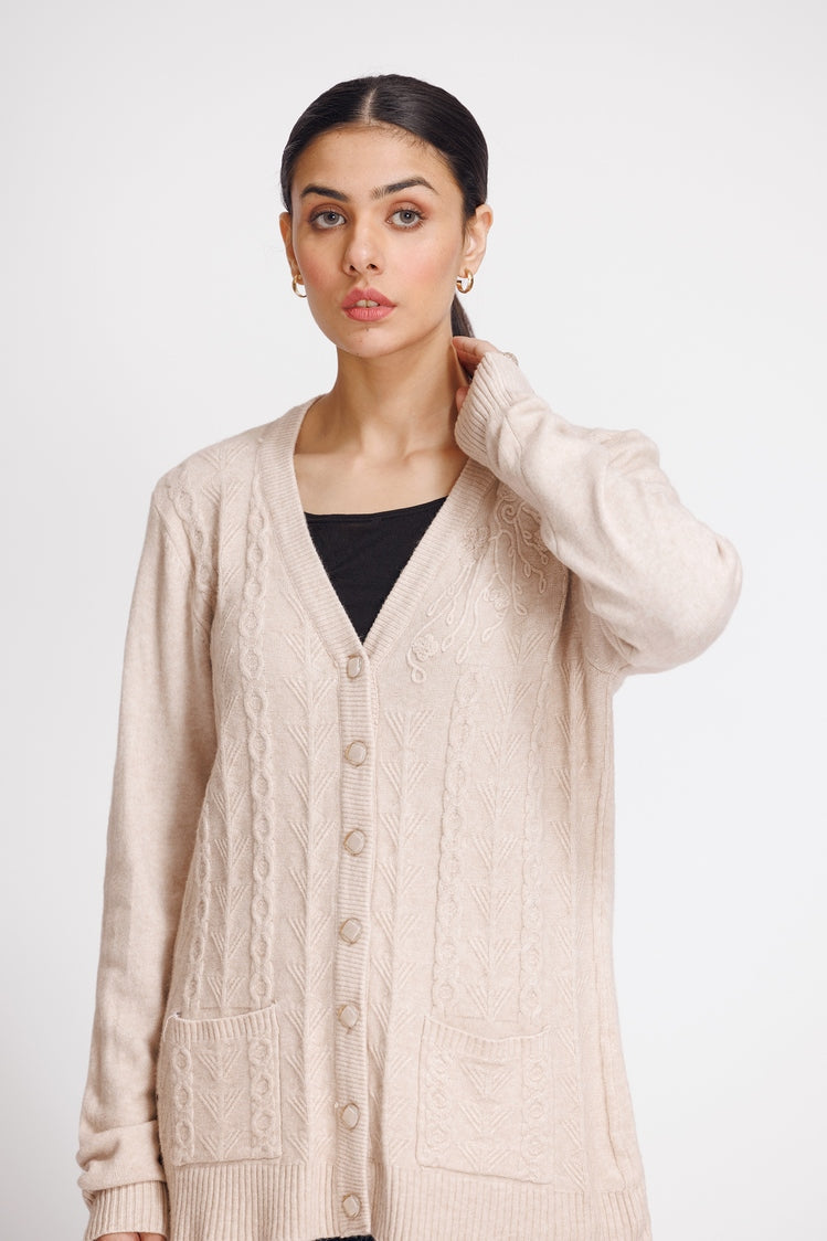 Picture of Ellena - V-Neck Cardigan Sweater - Available at Raja Sahib