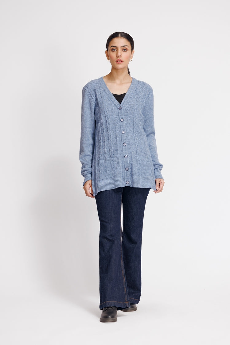 Picture of Ellena - V-Neck Cardigan Sweater - Available at Raja Sahib