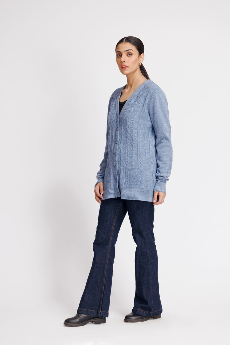 Picture of Ellena - V-Neck Cardigan Sweater - Available at Raja Sahib