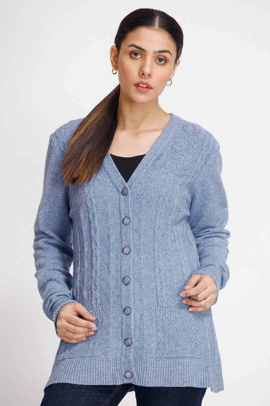 Picture of Ellena - V-Neck Cardigan Sweater - Available at Raja Sahib