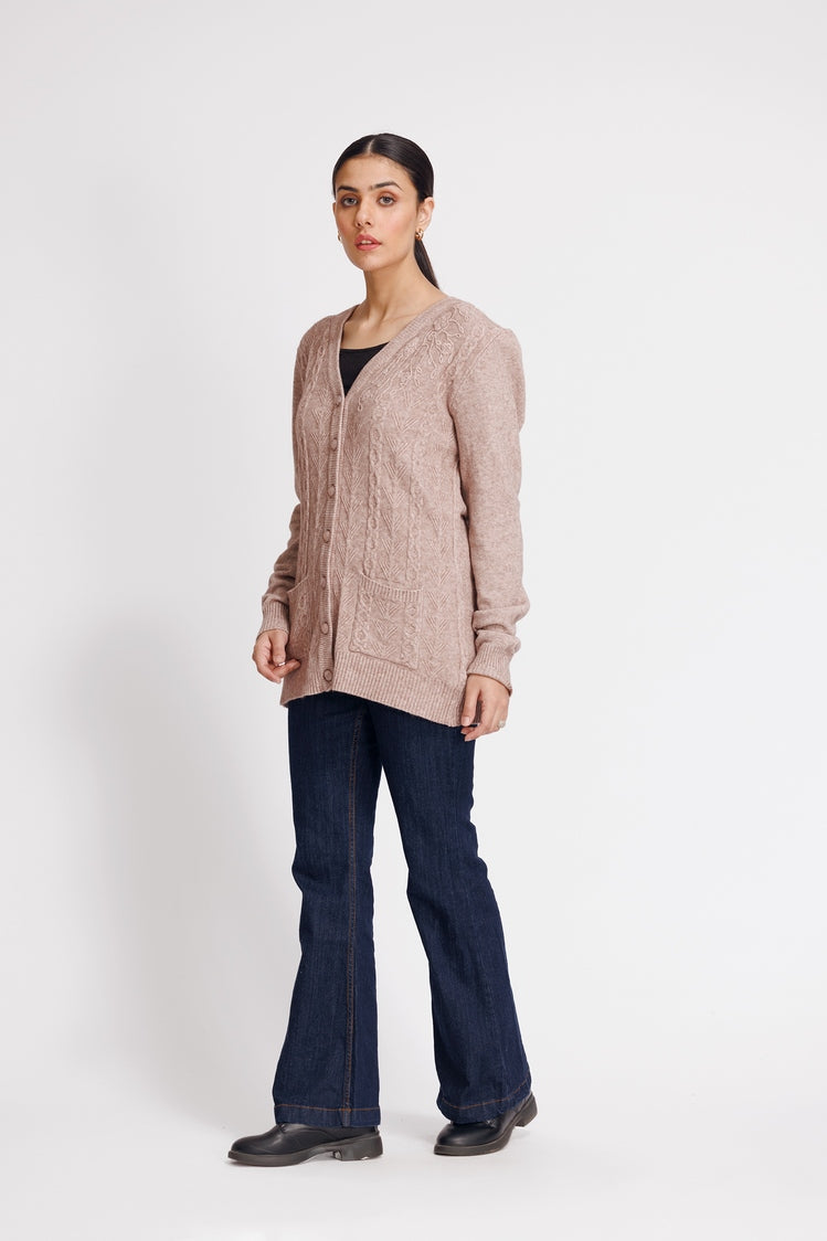 Picture of Ellena - V-Neck Cardigan Sweater - Available at Raja Sahib