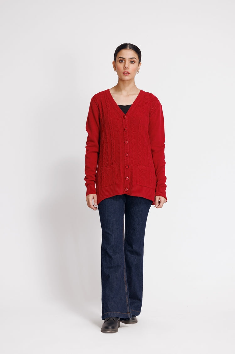Picture of Ellena - V-Neck Cardigan Sweater - Available at Raja Sahib