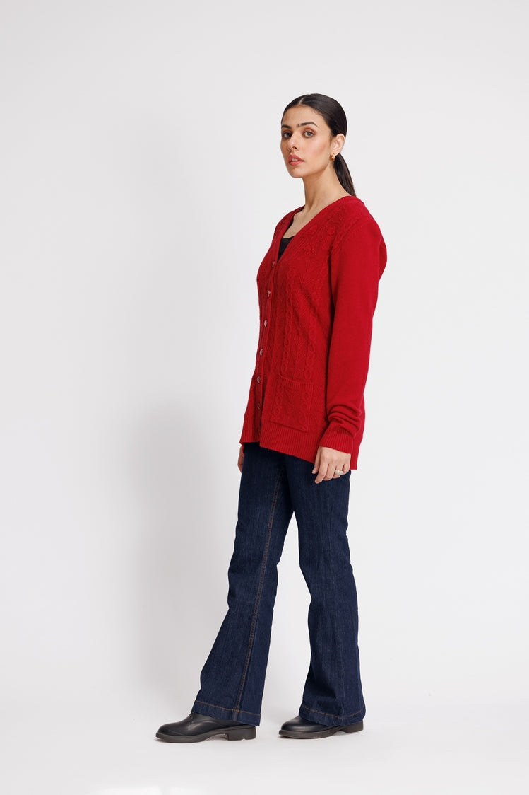 Picture of Ellena - V-Neck Cardigan Sweater - Available at Raja Sahib