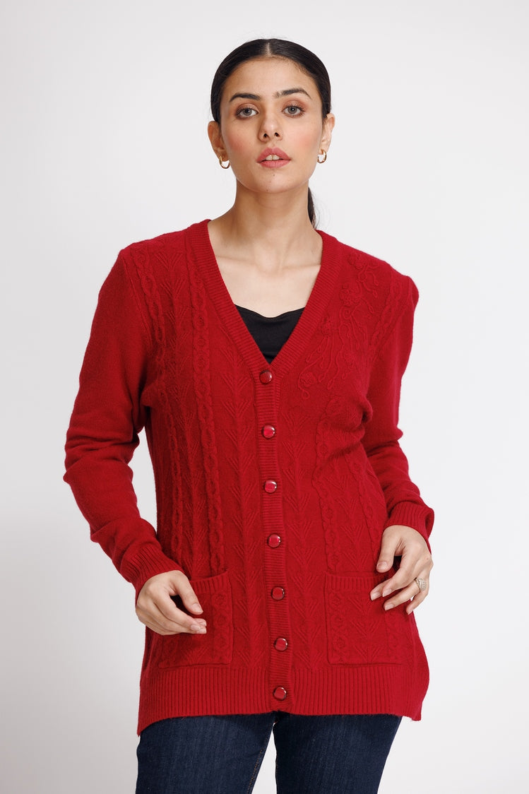 Picture of Ellena - V-Neck Cardigan Sweater - Available at Raja Sahib