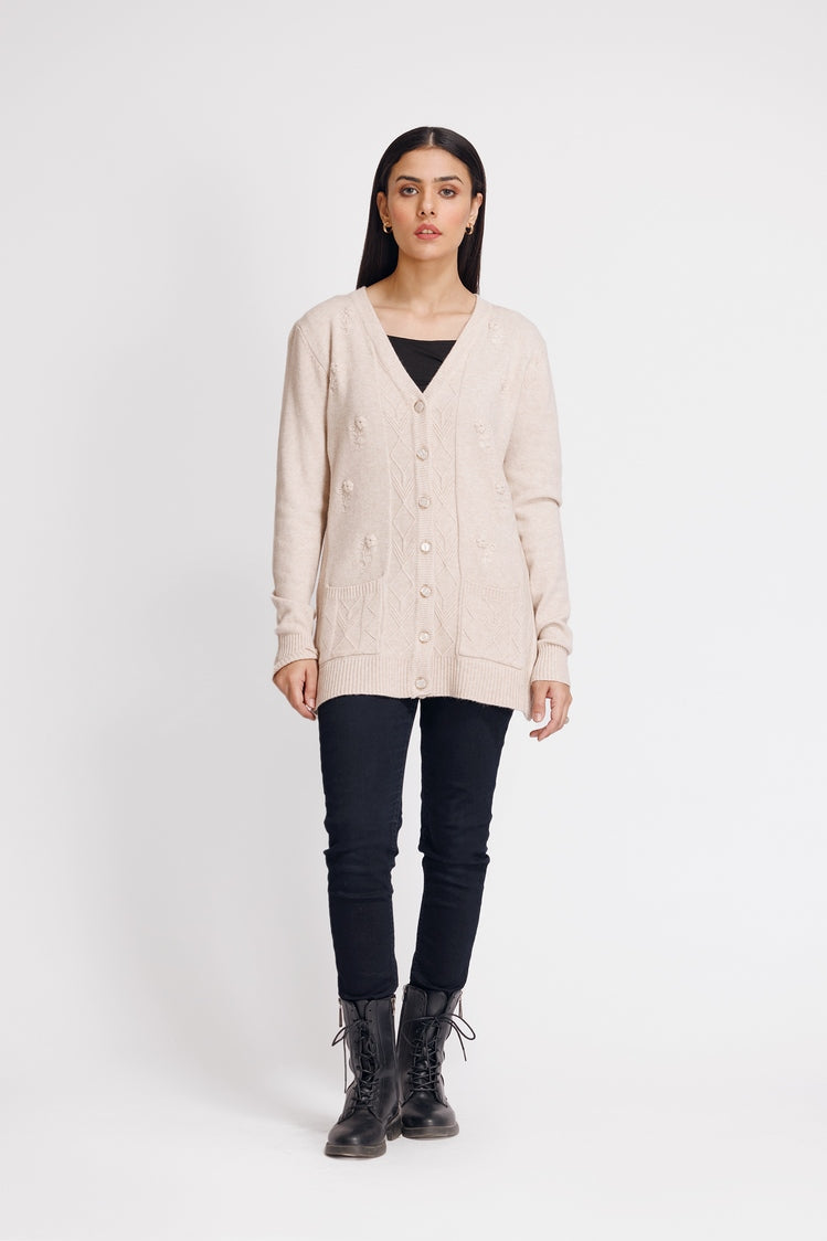 Picture of Ellena - V-Neck Cardigan Sweater - Available at Raja Sahib