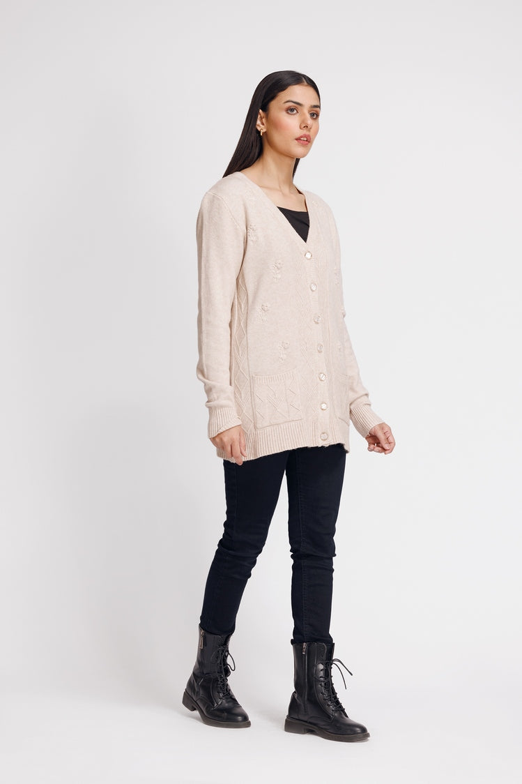 Picture of Ellena - V-Neck Cardigan Sweater - Available at Raja Sahib