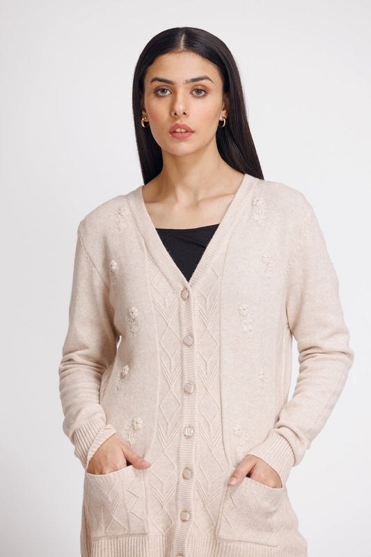 Picture of Ellena - V-Neck Cardigan Sweater - Available at Raja Sahib