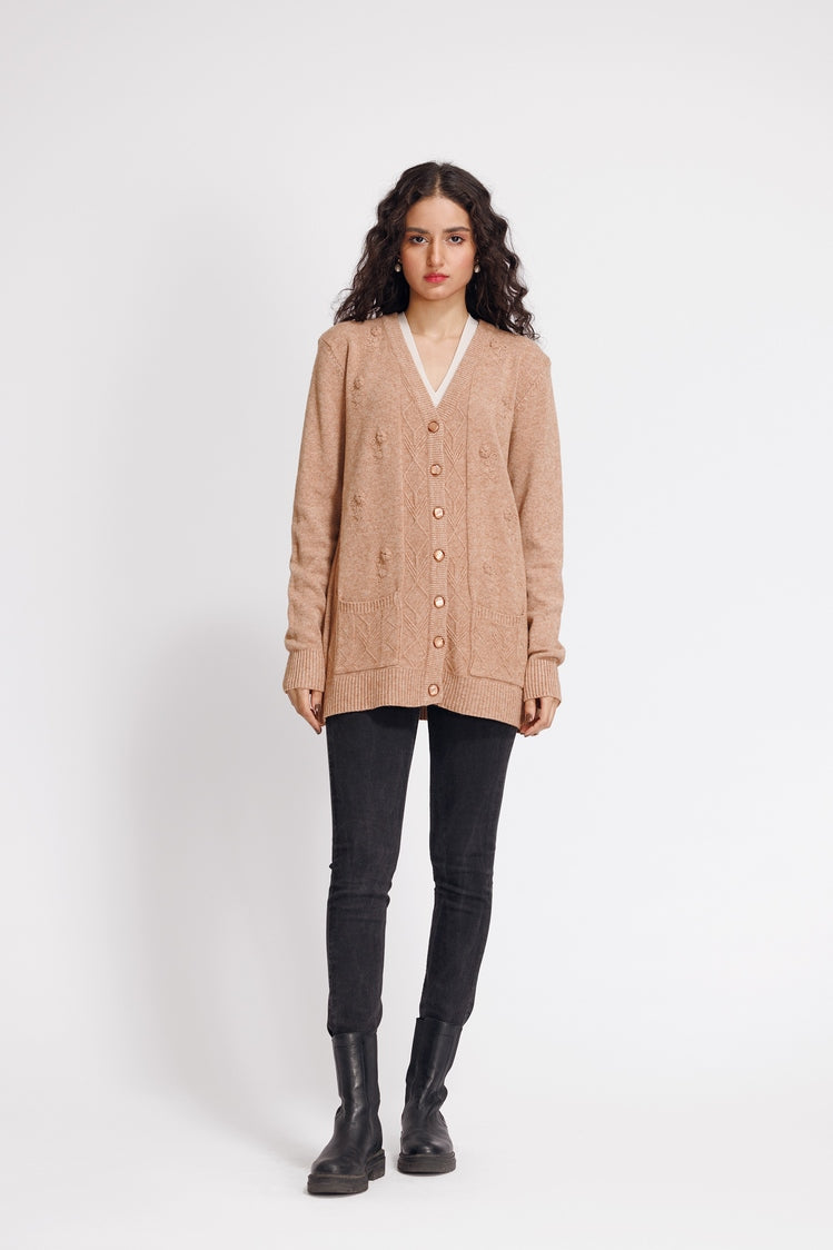 Picture of Ellena - V-Neck Cardigan Sweater - Available at Raja Sahib