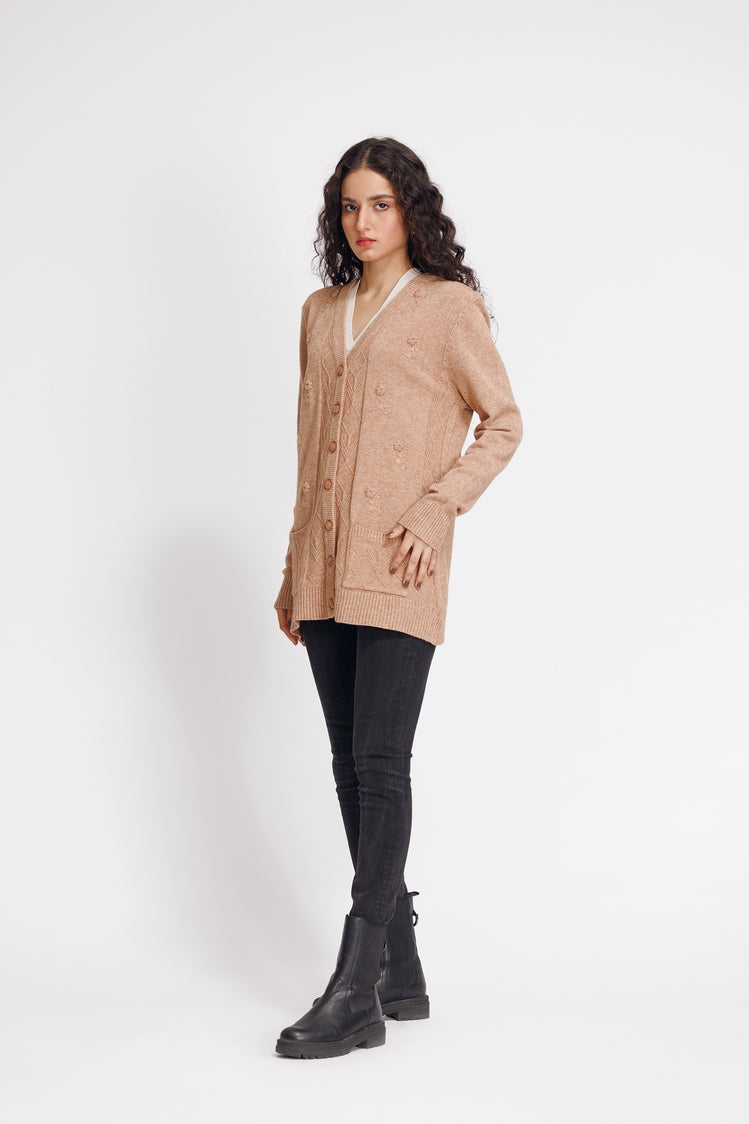 Picture of Ellena - V-Neck Cardigan Sweater - Available at Raja Sahib