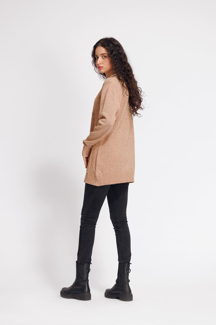 Picture of Ellena - V-Neck Cardigan Sweater - Available at Raja Sahib
