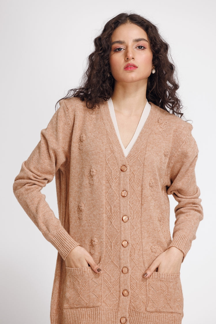 Picture of Ellena - V-Neck Cardigan Sweater - Available at Raja Sahib