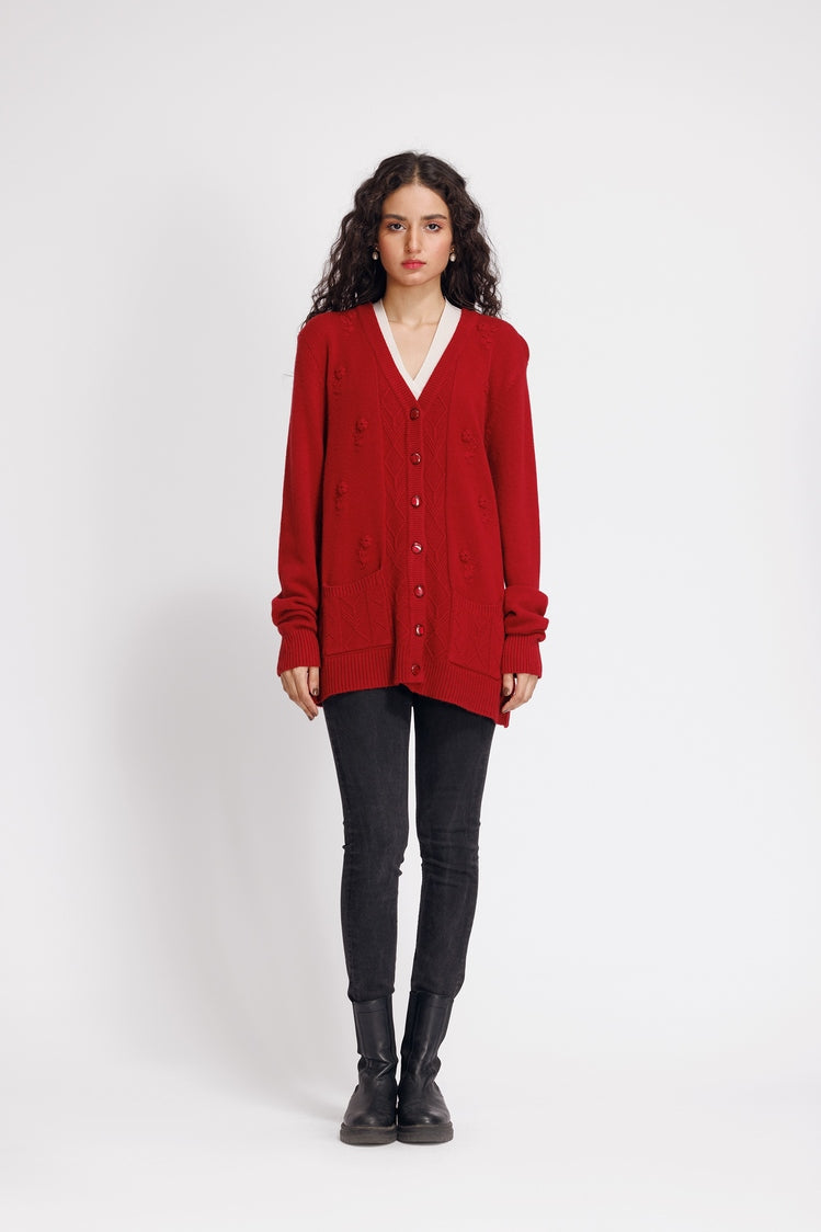 Picture of Ellena - V-Neck Cardigan Sweater - Available at Raja Sahib