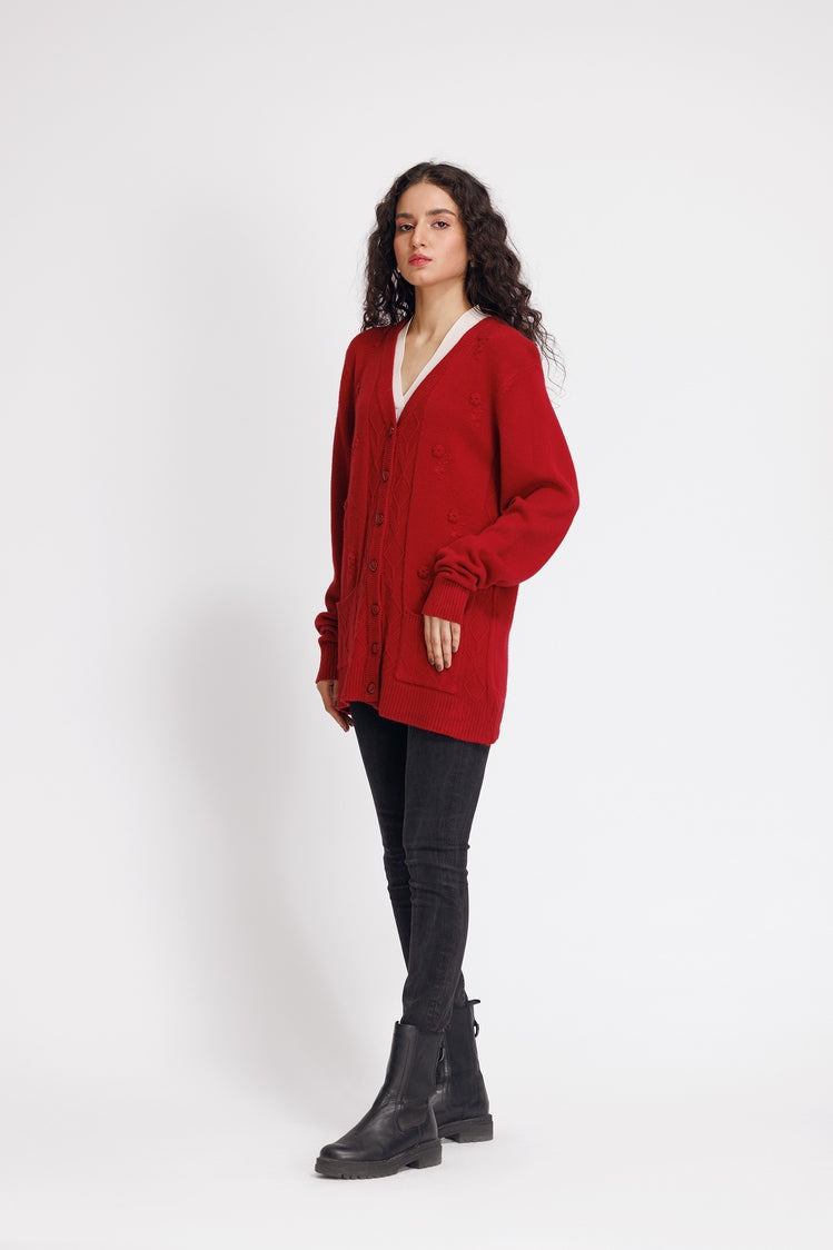 Picture of Ellena - V-Neck Cardigan Sweater - Available at Raja Sahib