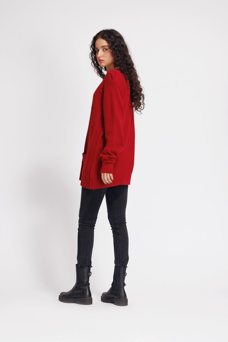 Picture of Ellena - V-Neck Cardigan Sweater - Available at Raja Sahib