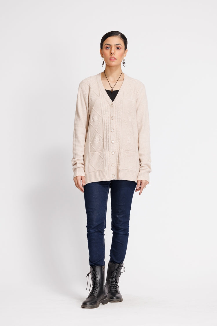 Picture of Ellena - V-Neck Cardigan Sweater - Available at Raja Sahib